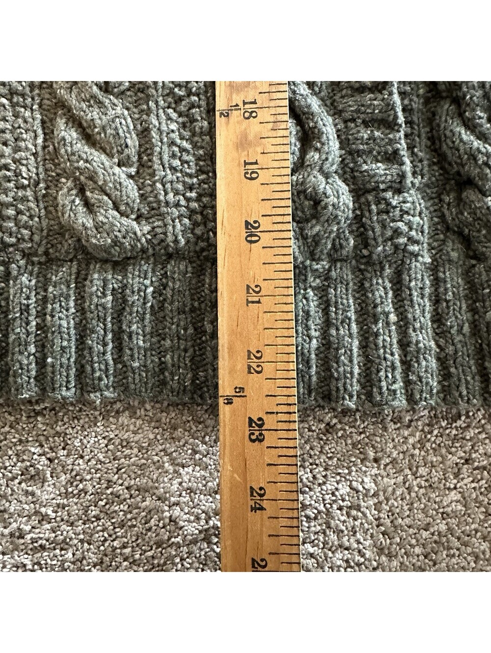 Lauren Ralph Lauren Sweater Women’s Sz M Green Wool Blend Hand Knit Cable - Picture 5 of 9